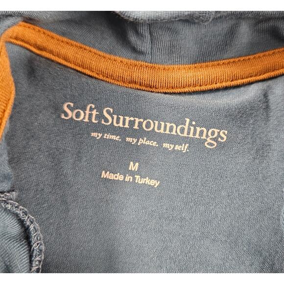 Soft surroundings mock turtle neck long sleeve blue medium pullover soft stretch - Picture 3 of 7